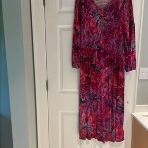 Soft Surroundings luscious dress with shirred bodice. No washing instructions